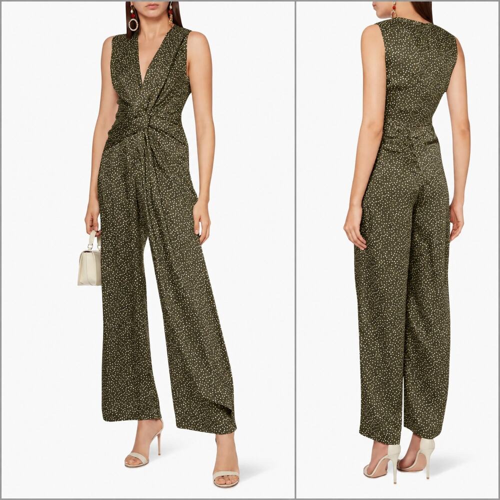 ACLER Doheny Draped Jumpsuit in Green polka dot 2US 6AU
